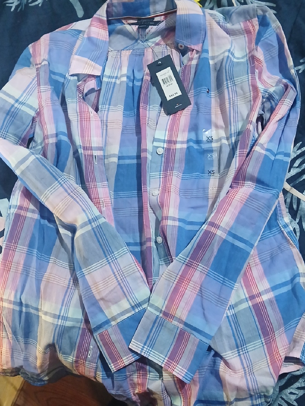 Tommy Hilfiger Blue Pink Plaid Button-Down Shirt